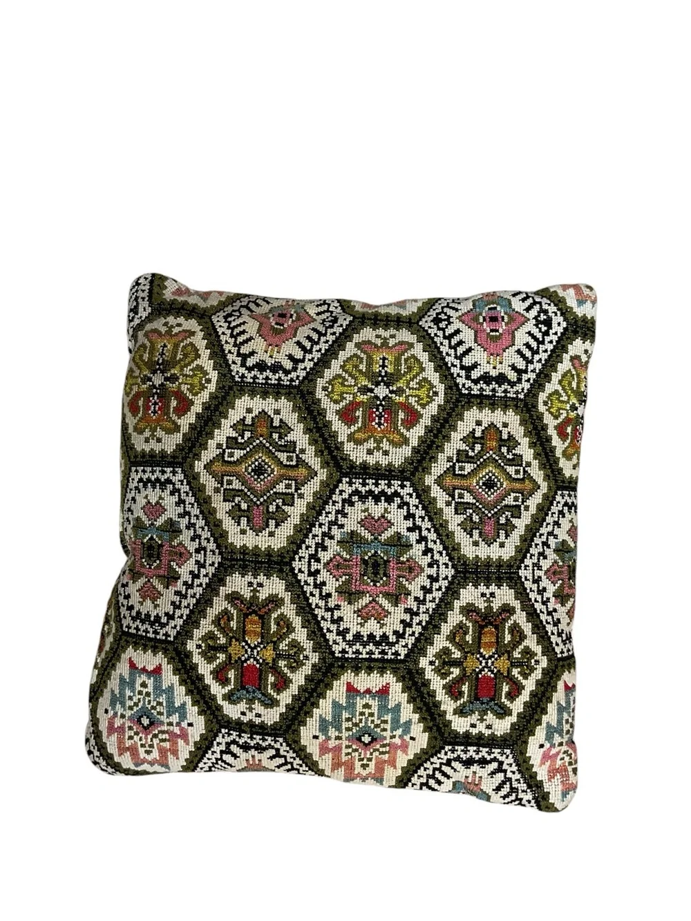 Set of 3 Vintage Style Tapestry Throw Pillows Floral Geometric Boho Cottage